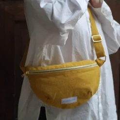 LES PENSIONNAIRES Organic Cotton Sling Bag in Saffron Yellow