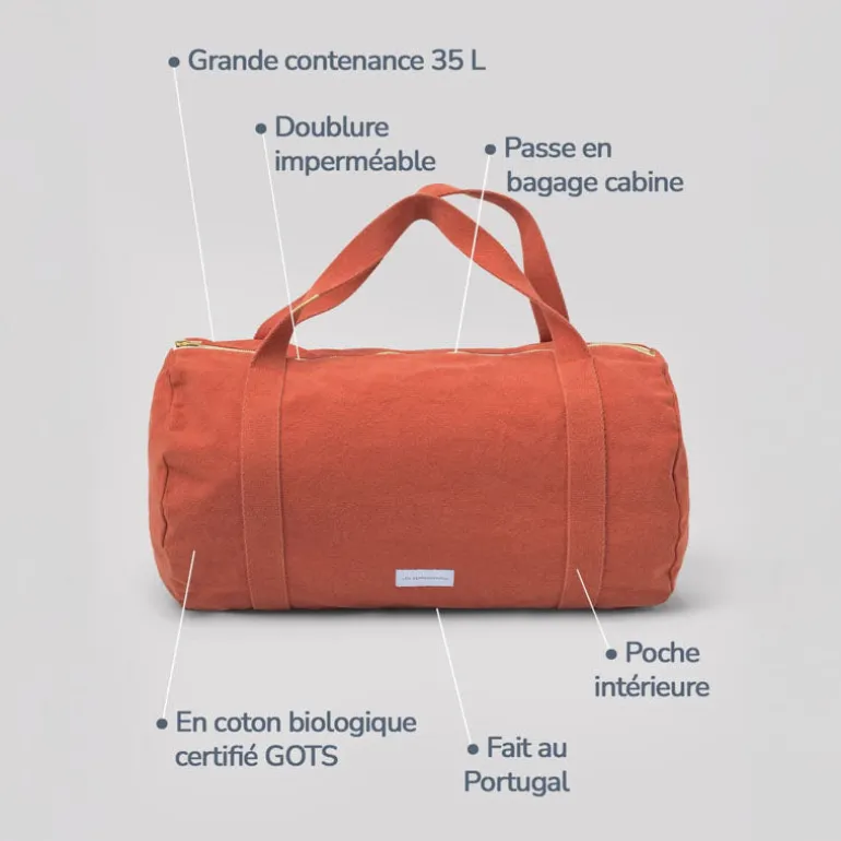LES PENSIONNAIRES Organic Cotton Bowling Bag in Flamboyant Orange