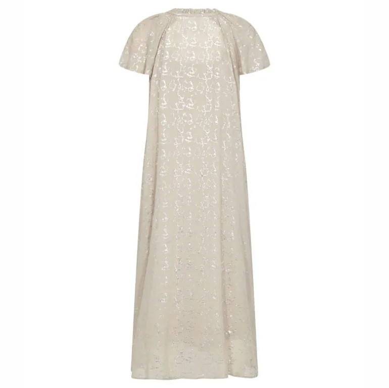 LEVETE ROOM Galaxy 1 V Neck Maxi Dress in Island Fossil Combo