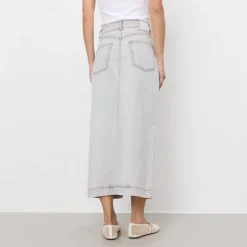 LEVETE ROOM Gill 1 Denim Maxi Skirt in Icy Grey