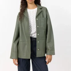 LEVETE ROOM Globa 35 Leather Jacket in Tea Leaf