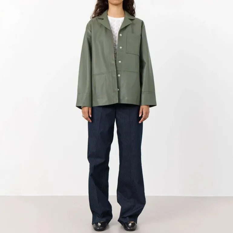 LEVETE ROOM Globa 35 Leather Jacket in Tea Leaf