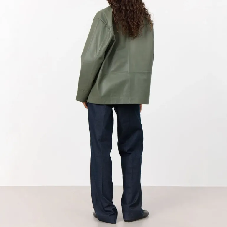 LEVETE ROOM Globa 35 Leather Jacket in Tea Leaf