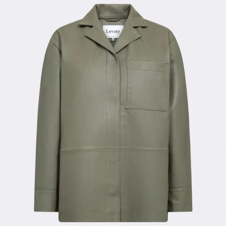 LEVETE ROOM Globa 35 Leather Jacket in Tea Leaf