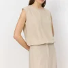 LEVETE ROOM Naja 28 Linen Mix Top in Island Fossil Melange