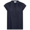 LEVETE ROOM Naja 19 Linen Mix Top in Dark Navy