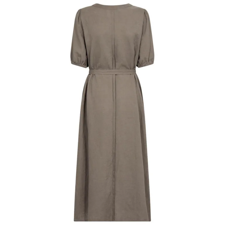 LEVETE ROOM Naja 27 Linen Midi Dress in Falcon