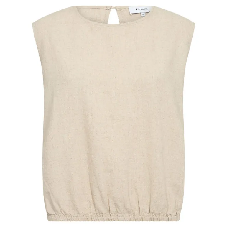 LEVETE ROOM Naja 28 Linen Mix Top in Island Fossil Melange