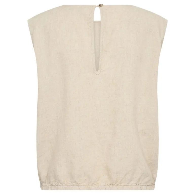 LEVETE ROOM Naja 28 Linen Mix Top in Island Fossil Melange