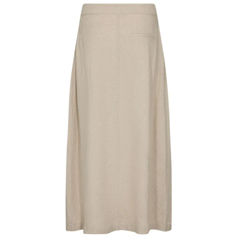 LEVETE ROOM Naja 22 Linen Mix Skirt in Island Fossil Melange