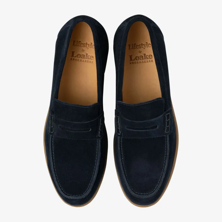 LOAKE Lucca Suede Loafers in Navy