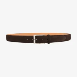 LOAKE William Suede Belt in Dark Brown