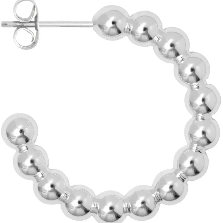 LULU COPENHAGEN Large Colour Ball Hoops in Silver