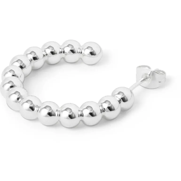 LULU COPENHAGEN Large Colour Ball Hoops in Silver