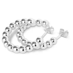 LULU COPENHAGEN Large Colour Ball Hoops in Silver