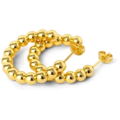 LULU COPENHAGEN Large Colour Ball Hoops in Gold