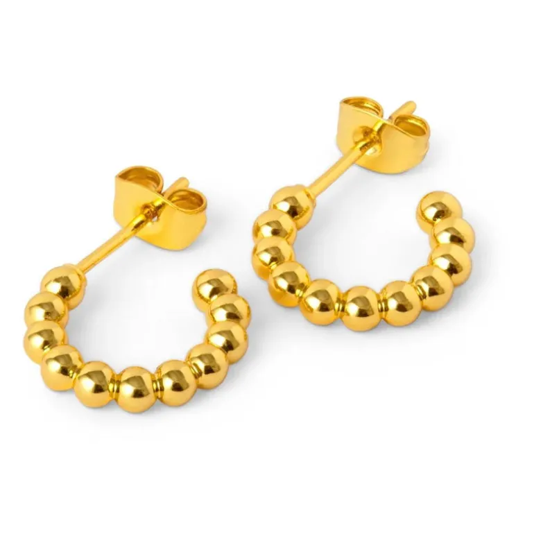 LULU COPENHAGEN Small Colour Ball Hoops in Gold