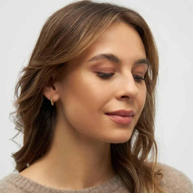 LULU COPENHAGEN Small Colour Ball Hoops in Gold