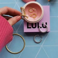 LULU COPENHAGEN Small Colour Ball Hoops in Silver