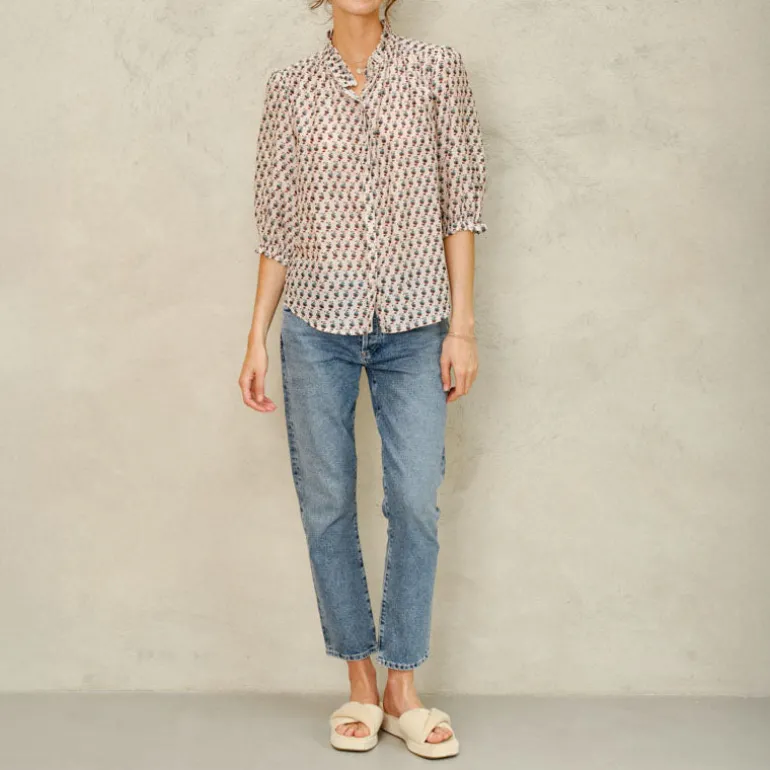 M.A.B.E Devi Print Long Sleeve Top in Multi