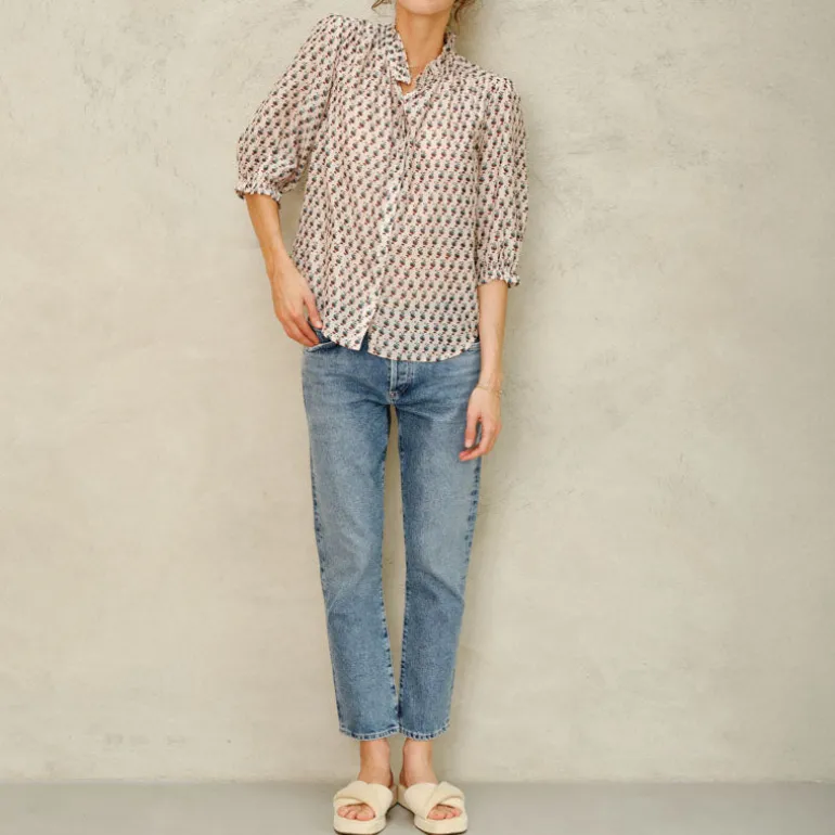 M.A.B.E Devi Print Long Sleeve Top in Multi