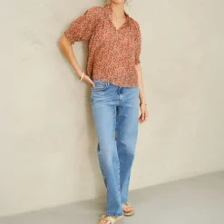 M.A.B.E Laney Print Long Sleeve Top in Multi