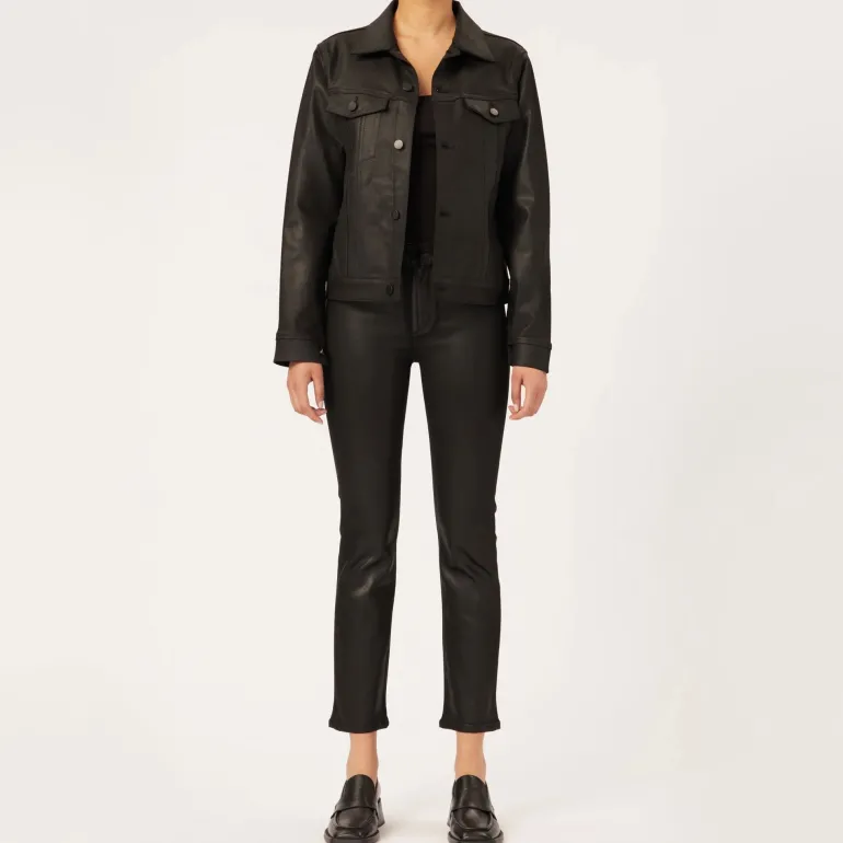 Mara Coated Straight Leg Jeans in Black | Collen & Clare