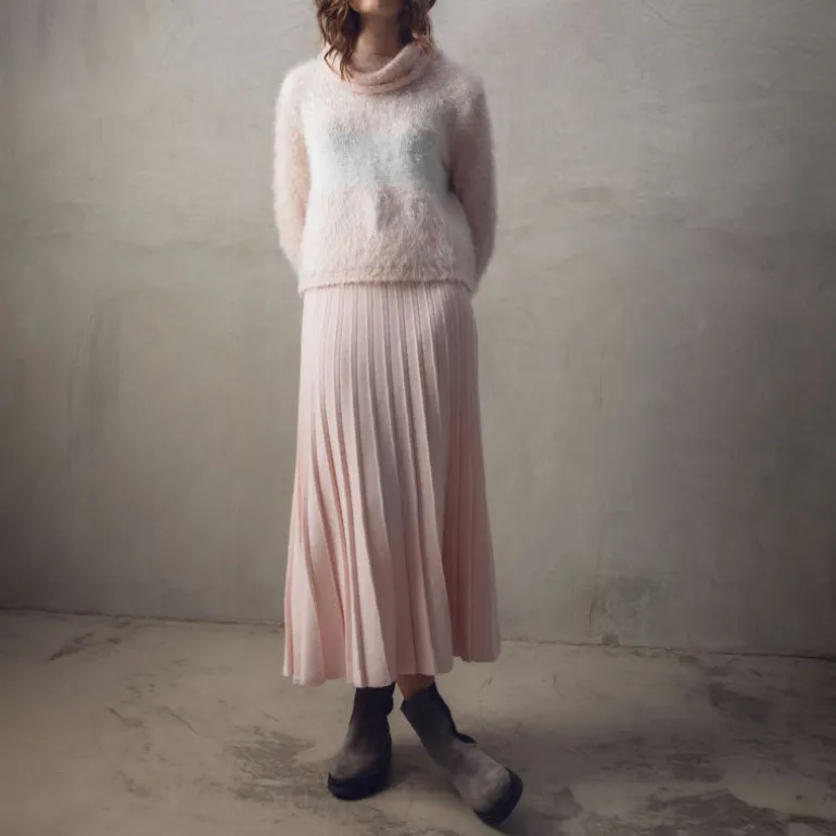 MARBLE Contrast Roll Neck Sweater in Pink Mix