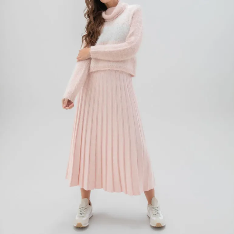 MARBLE Contrast Roll Neck Sweater in Pink Mix