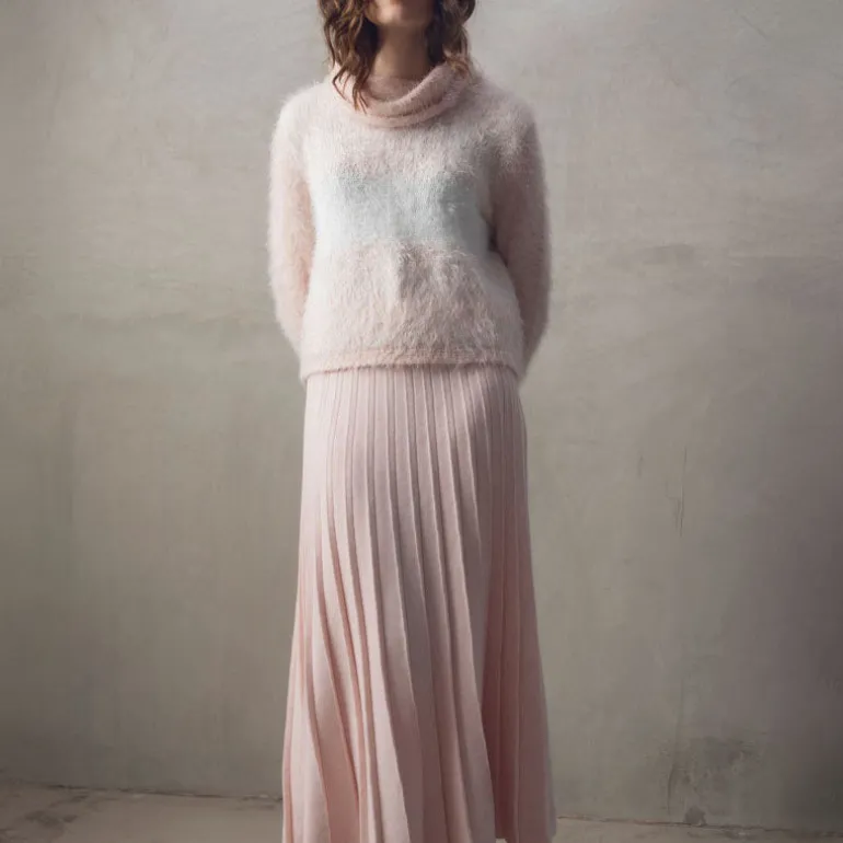 MARBLE Contrast Roll Neck Sweater in Pink Mix