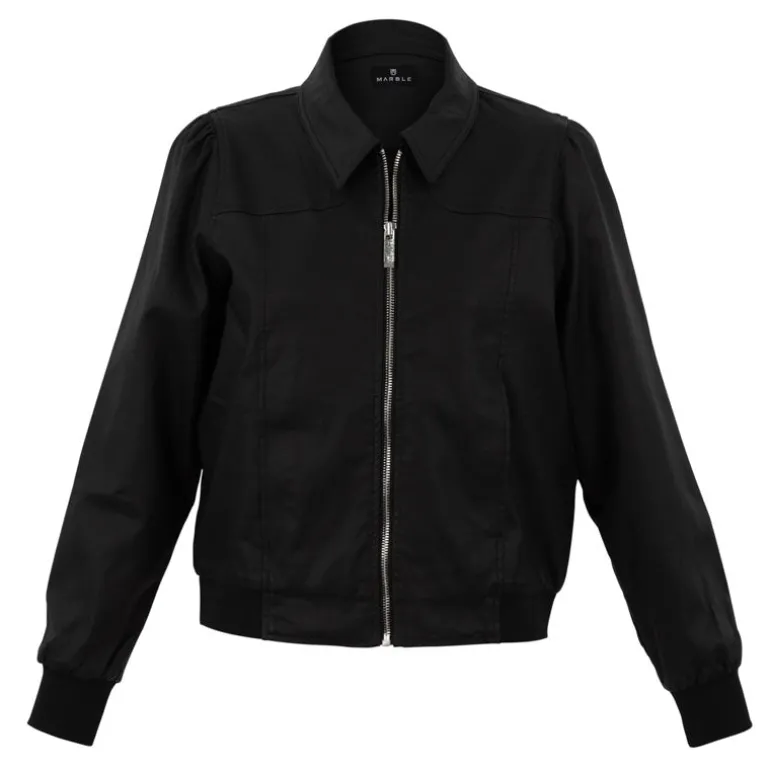 MARBLE Zip Up Jacket in Black