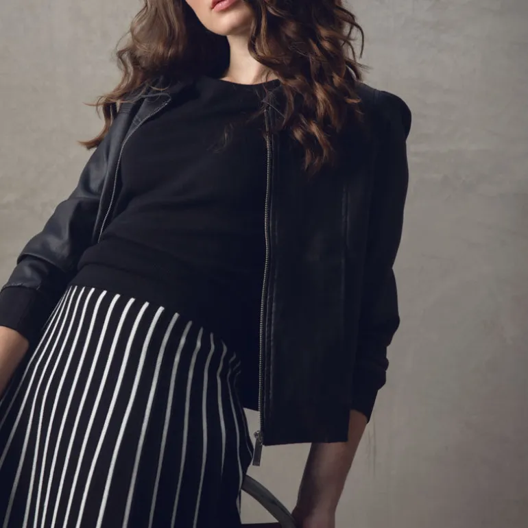 MARBLE Zip Up Jacket in Black