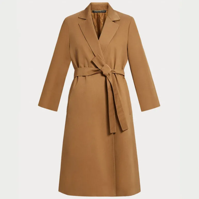 MARINA RINALDI Candido Water-Repellent Gabardine Trench Coat in Camel