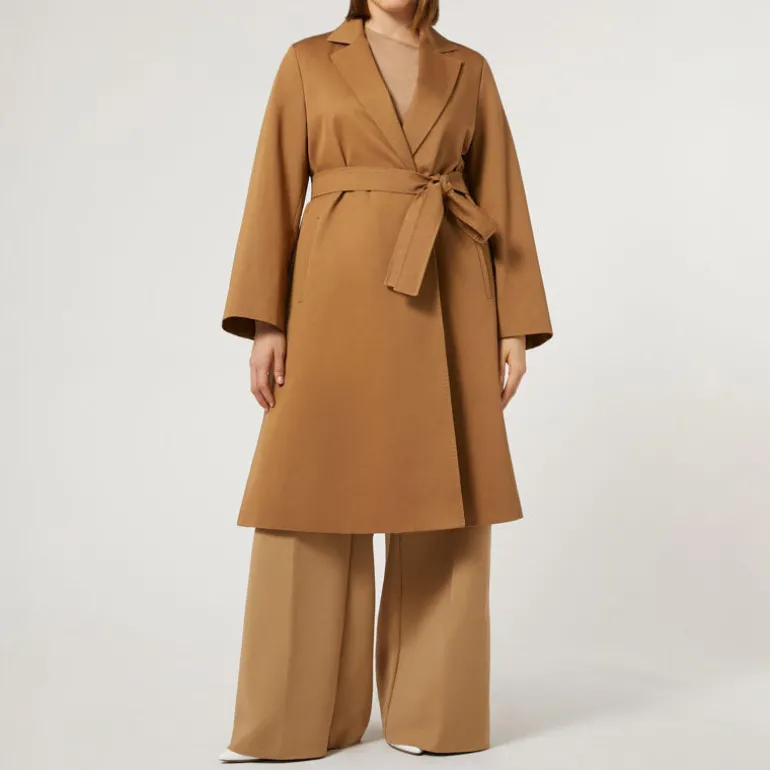 MARINA RINALDI Candido Water-Repellent Gabardine Trench Coat in Camel