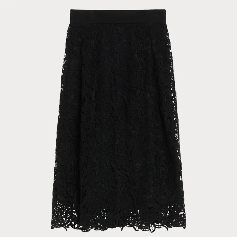 MARINA RINALDI Etruria Knitted Skirt in Black