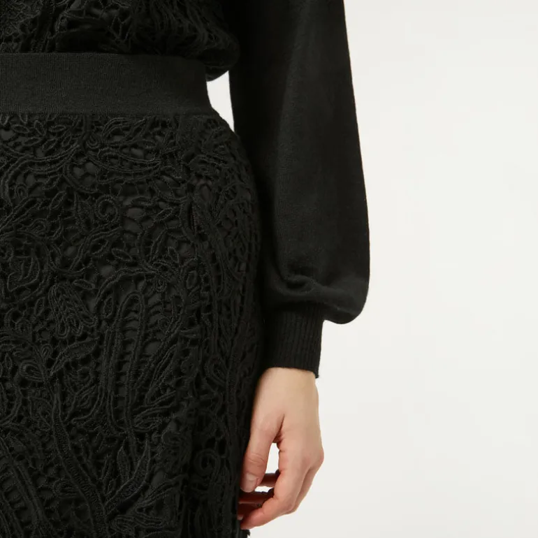 MARINA RINALDI Etruria Knitted Skirt in Black