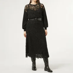 MARINA RINALDI Etruria Knitted Skirt in Black