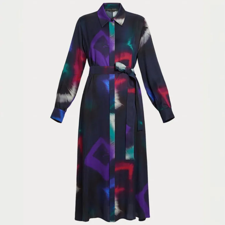MARINA RINALDI Pontile Twill Shirt Dress in Black
