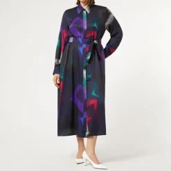 MARINA RINALDI Pontile Twill Shirt Dress in Black