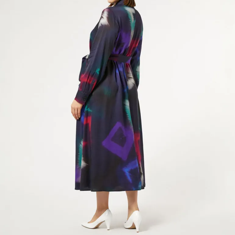MARINA RINALDI Pontile Twill Shirt Dress in Black