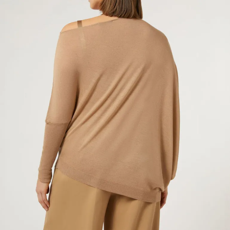 MARINA RINALDI Unito Wool & Silk Blend Sweater in Camel