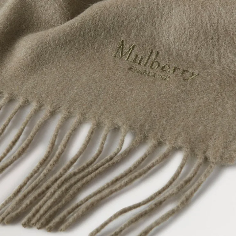 Mulberry Cashmere Scarf in Olive Cashmere