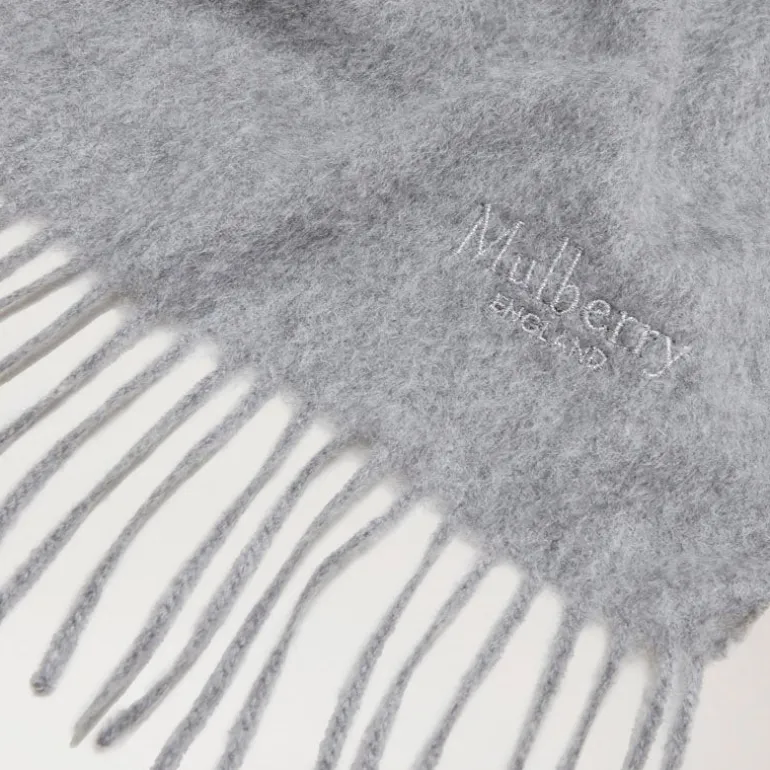 Mulberry Cashmere Scarf in Light Grey Melange Cashmere