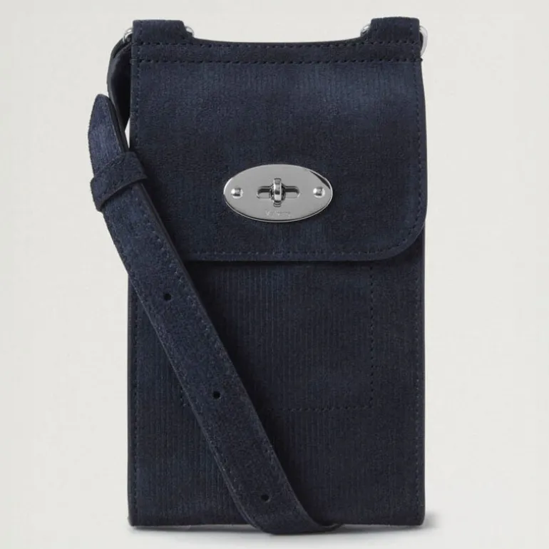 Mulberry Mini Antony Cord Suede Pouch in Night Sky