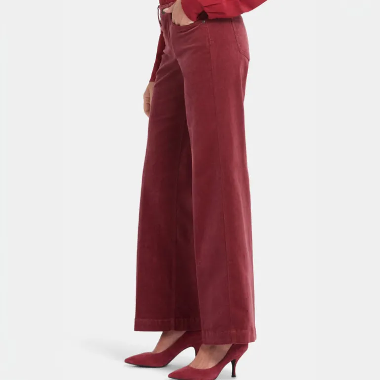 NYDJ Teresa Wide Leg Velvet Trousers in Painbrush