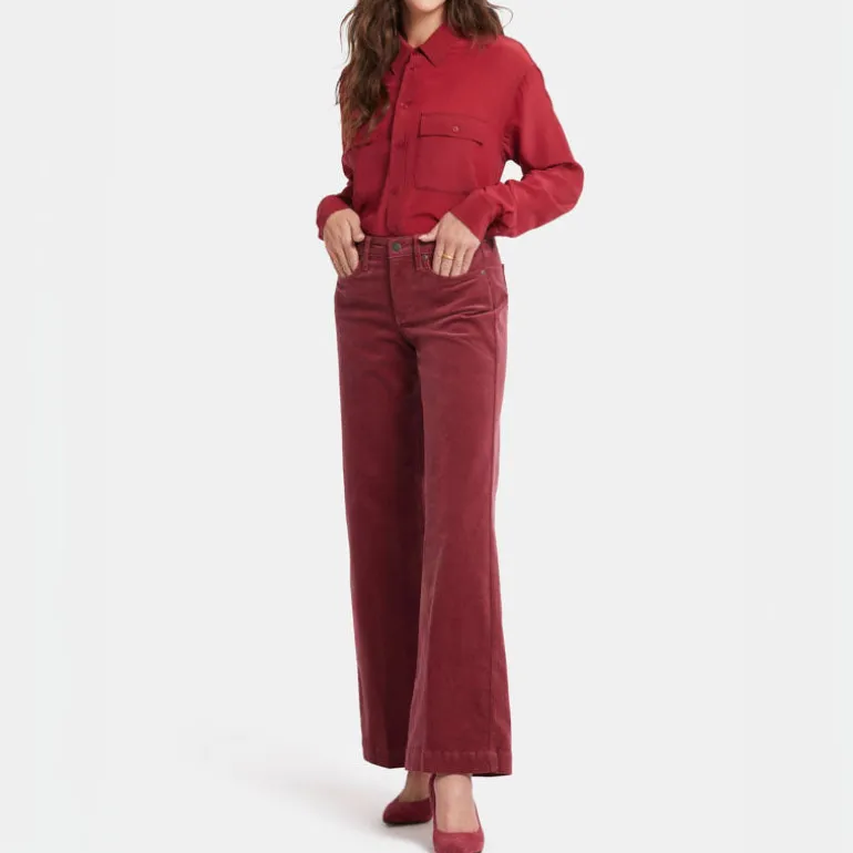 NYDJ Teresa Wide Leg Velvet Trousers in Painbrush