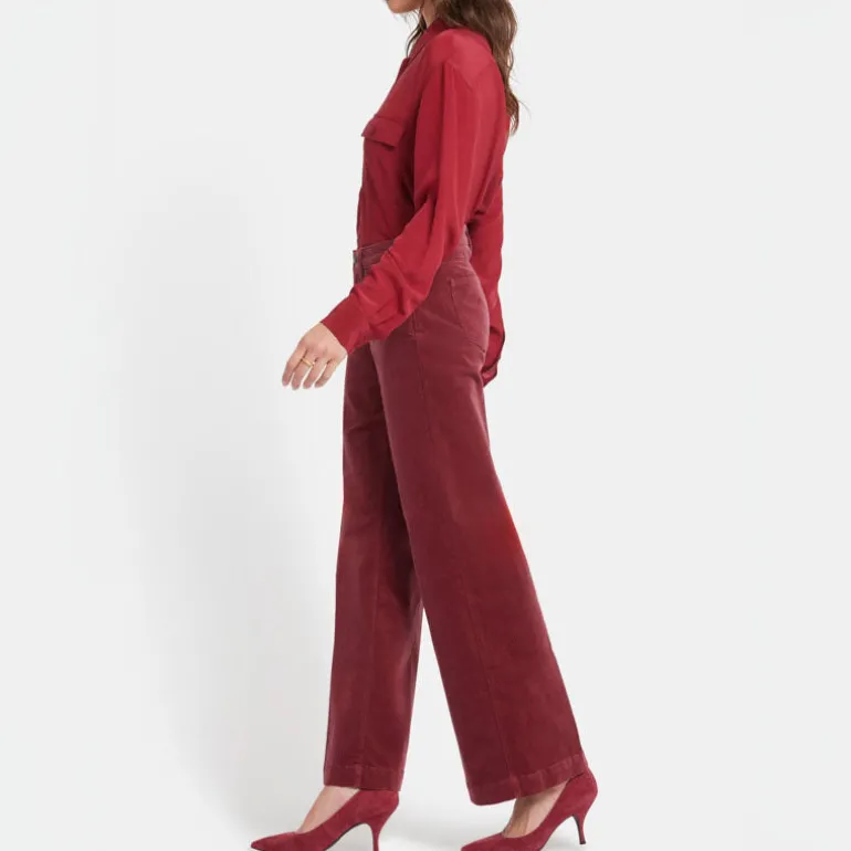 NYDJ Teresa Wide Leg Velvet Trousers in Painbrush