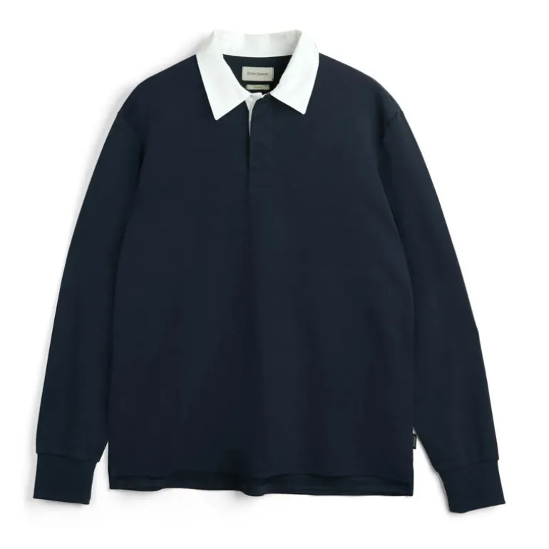 OLIVER SPENCER Heavy Long Sleeve Rugby Top Tavistock in Navy