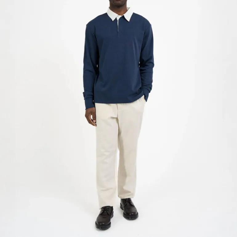 OLIVER SPENCER Heavy Long Sleeve Rugby Top Tavistock in Navy