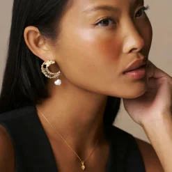Orelia Molten Moon & Pearl Drop Statement Earring
